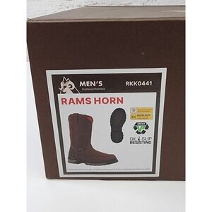 Rocky Rams Horn Work Boots Mens 8M Brown Leather Waterproof‎ EH RKK0441 NIB